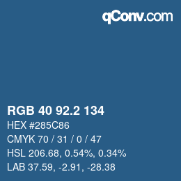 カラーコード: RGB 40 92.2 134 | qconv.com