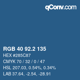 カラーコード: RGB 40 92.2 135 | qconv.com