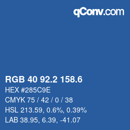カラーコード: RGB 40 92.2 158.6 | qconv.com