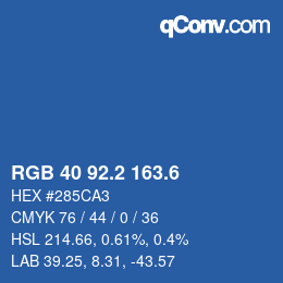 カラーコード: RGB 40 92.2 163.6 | qconv.com