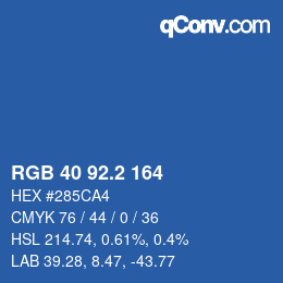 カラーコード: RGB 40 92.2 164 | qconv.com