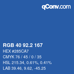カラーコード: RGB 40 92.2 167 | qconv.com