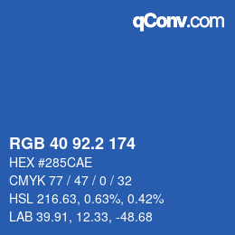 カラーコード: RGB 40 92.2 174 | qconv.com