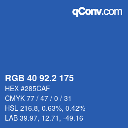 カラーコード: RGB 40 92.2 175 | qconv.com