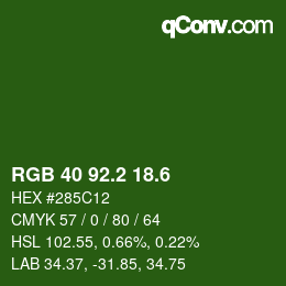 カラーコード: RGB 40 92.2 18.6 | qconv.com