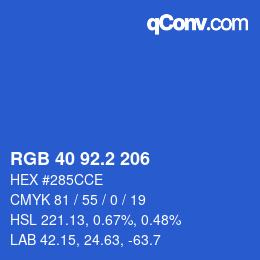 カラーコード: RGB 40 92.2 206 | qconv.com