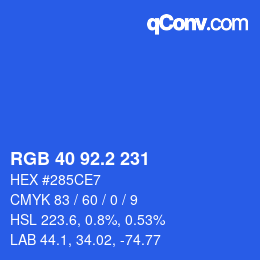 カラーコード: RGB 40 92.2 231 | qconv.com