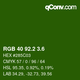 カラーコード: RGB 40 92.2 3.6 | qconv.com