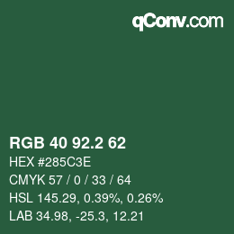 カラーコード: RGB 40 92.2 62 | qconv.com