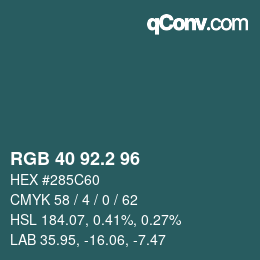 カラーコード: RGB 40 92.2 96 | qconv.com