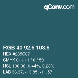 カラーコード: RGB 40 92.6 103.6 | qconv.com