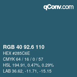 カラーコード: RGB 40 92.6 110 | qconv.com