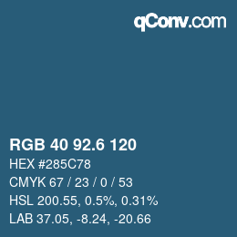 カラーコード: RGB 40 92.6 120 | qconv.com