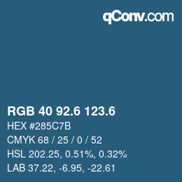 カラーコード: RGB 40 92.6 123.6 | qconv.com