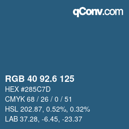 カラーコード: RGB 40 92.6 125 | qconv.com