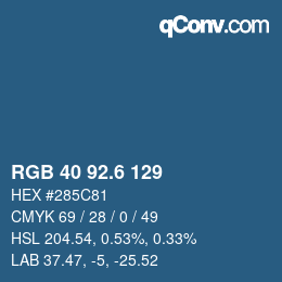 カラーコード: RGB 40 92.6 129 | qconv.com