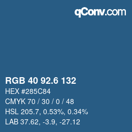 カラーコード: RGB 40 92.6 132 | qconv.com