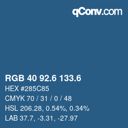 カラーコード: RGB 40 92.6 133.6 | qconv.com