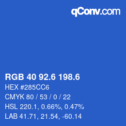 カラーコード: RGB 40 92.6 198.6 | qconv.com