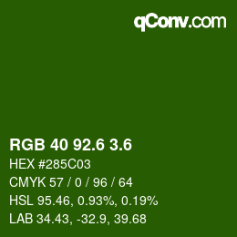 カラーコード: RGB 40 92.6 3.6 | qconv.com