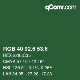 カラーコード: RGB 40 92.6 53.6 | qconv.com