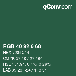 カラーコード: RGB 40 92.6 68 | qconv.com