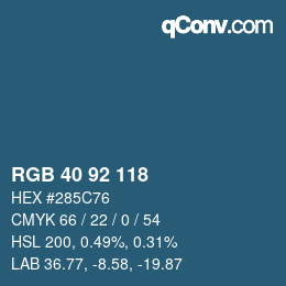 颜色代码: RGB 40 92 118 | qconv.com