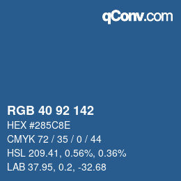 カラーコード: RGB 40 92 142 | qconv.com