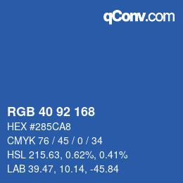 カラーコード: RGB 40 92 168 | qconv.com