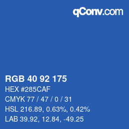 颜色代码: RGB 40 92 175 | qconv.com