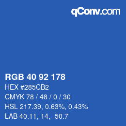 カラーコード: RGB 40 92 178 | qconv.com
