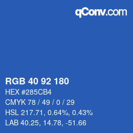 颜色代码: RGB 40 92 180 | qconv.com