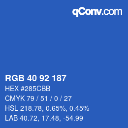 Color code: RGB 40 92 187 | qconv.com