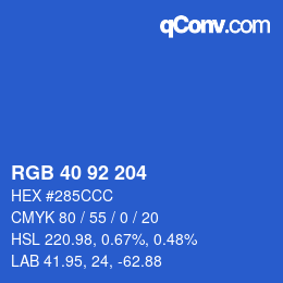 カラーコード: RGB 40 92 204 | qconv.com