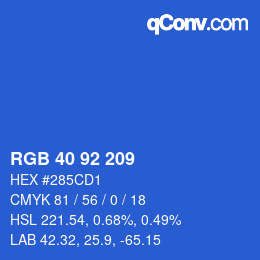 カラーコード: RGB 40 92 209 | qconv.com