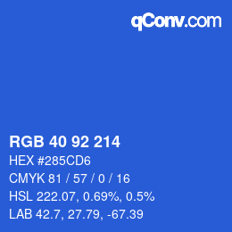 カラーコード: RGB 40 92 214 | qconv.com