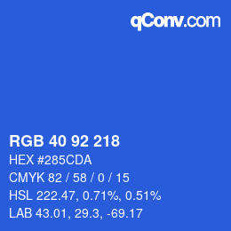 カラーコード: RGB 40 92 218 | qconv.com