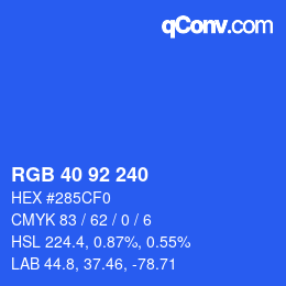 カラーコード: RGB 40 92 240 | qconv.com