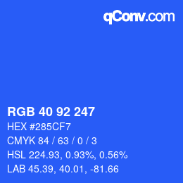 カラーコード: RGB 40 92 247 | qconv.com