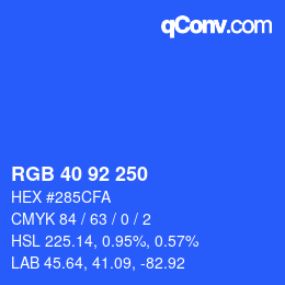 カラーコード: RGB 40 92 250 | qconv.com