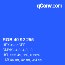 カラーコード: RGB 40 92 255 | qconv.com