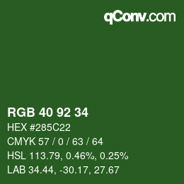 カラーコード: RGB 40 92 34 | qconv.com