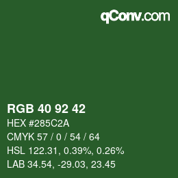 カラーコード: RGB 40 92 42 | qconv.com