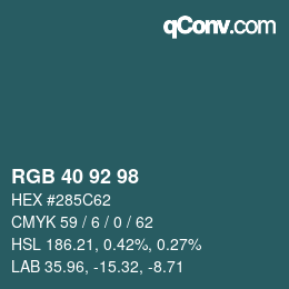 颜色代码: RGB 40 92 98 | qconv.com