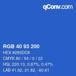 Farbcode: RGB 40 93 200 | qconv.com