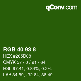Color code: RGB 40 93 8 | qconv.com