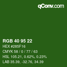 Farbcode: RGB 40 95 22 | qconv.com