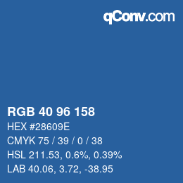 カラーコード: RGB 40 96 158 | qconv.com