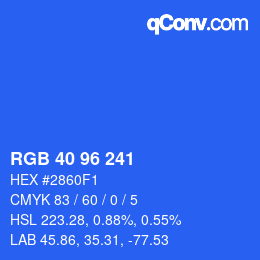Color code: RGB 40 96 241 | qconv.com