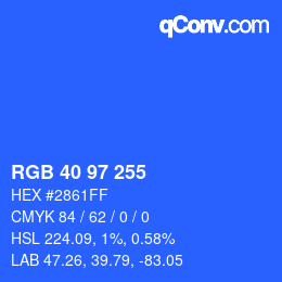 Color code: RGB 40 97 255 | qconv.com